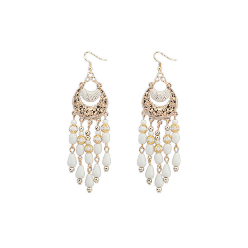 Designer Style Ethnic Style Earrings Long Rice Bead Tassels Bohemian Earrings_voghion.com