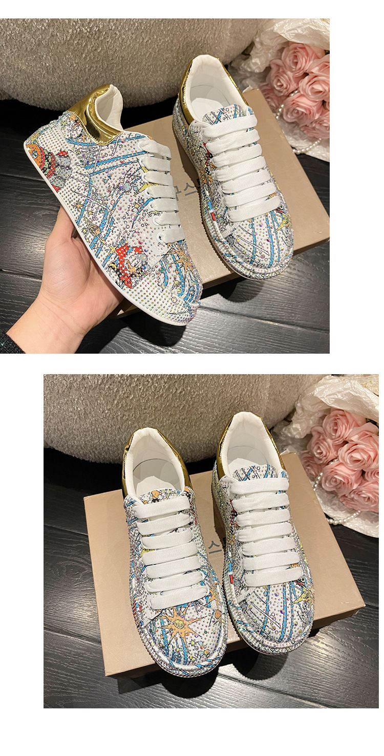 Designer Graffiti Water Diamond Dad Schuhe Damen Neue bequeme trendige Luxus-Einzelschuhe_voghion.com