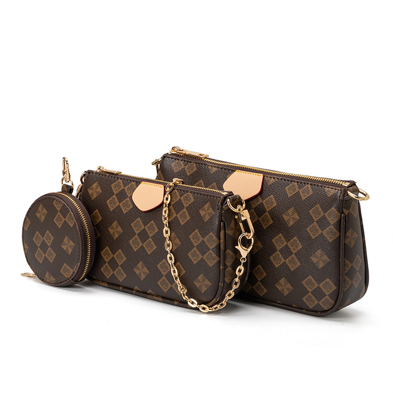Combination Bag Fashionable Women's Crossbody Bag Chain Three-piece Set Mahjong Bag Three-in-one Shoulder Armpit Bag_voghion.com