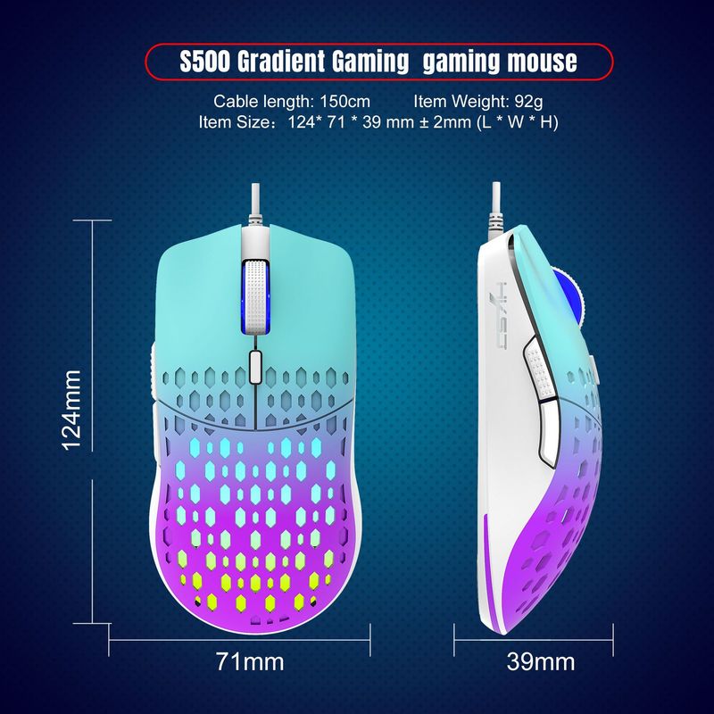 NAUJA Kabelinė Žaidimų Spalvinga Švytinti Skylė Esports Lengva Pelė 3600dpi Biuro_voghion.com