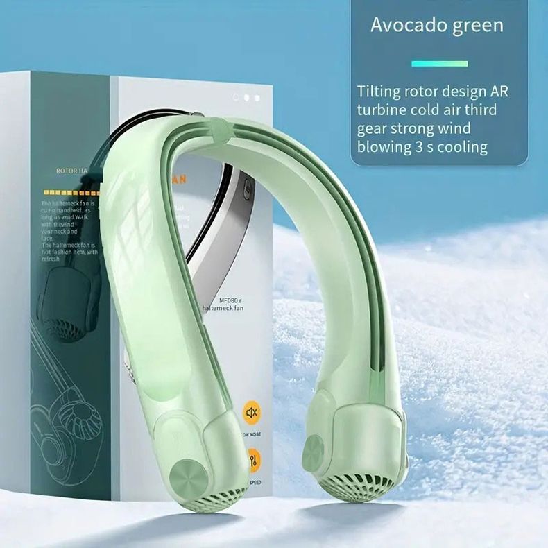2024 New Wearable Neck Fan Portable Air Conditioner Rechargeable Bladeless Fan with 45° Adjustable Wind Directions for Outdoor_voghion.com