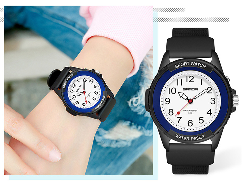 Orologio sportivo al quarzo con quadrante luminoso - Cassa in resina leggera, vetro minerale, impermeabile fino a 30 m, display analogico-digitale, movimento luminoso, orologio da studente_voghion.com