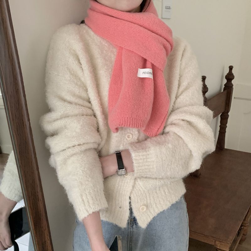 New Winter Women's Scarf Solid Color Soft Sticky Versatile Korean Couple Fashion Student Basic Knitted Warm Neck_voghion.com