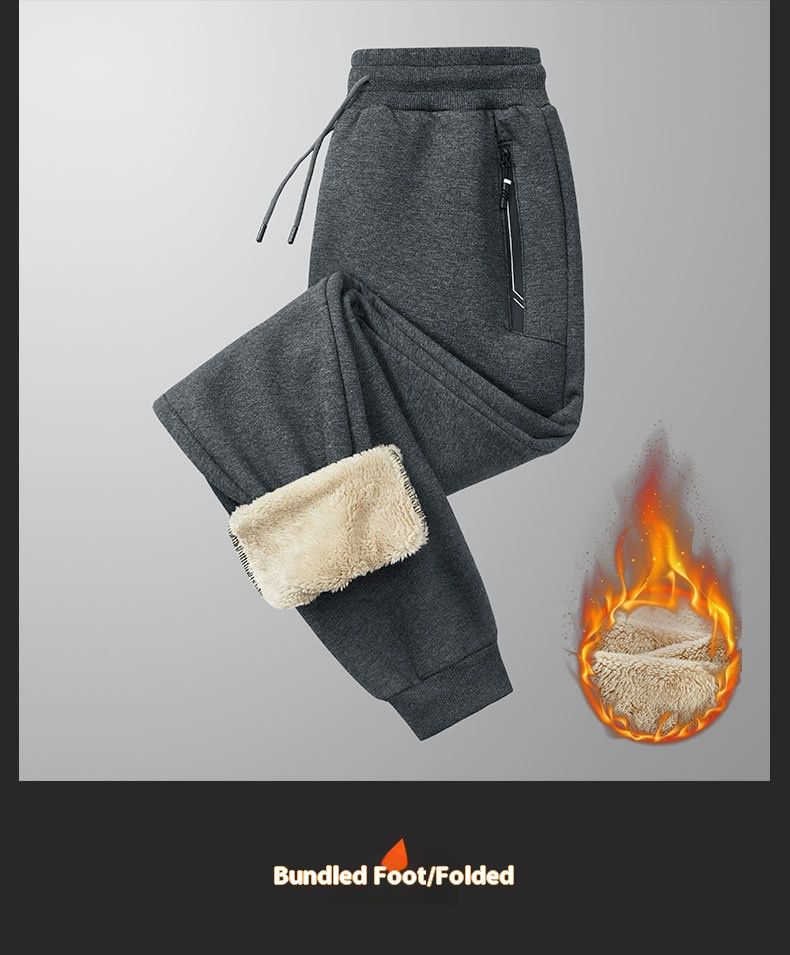 Lammfleece-Hygienehose, übergroß, lässig, mit dicken Knöchelmanschetten, warme Hose, Hose aus Nordbaumwolle_voghion.com