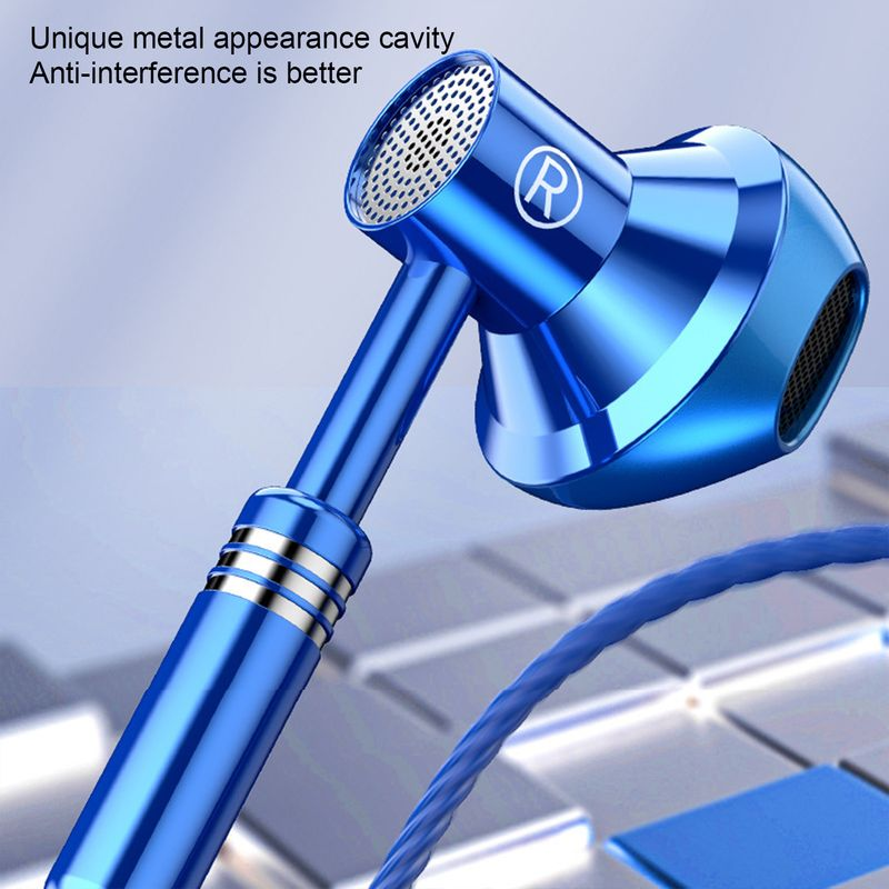 Wired Earbuds Ergonomic Heavy Bass In-ear 1.2m Metal 3.5mm Wire Control Earphones for Music_voghion.com