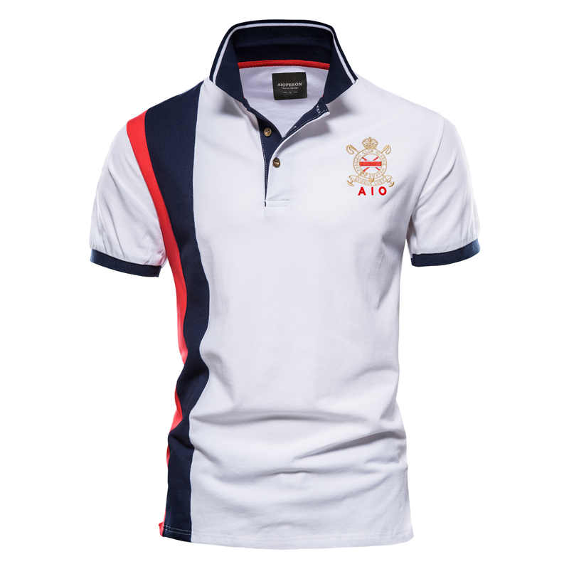 Erkek giyim Yaka spor erkek pamuklu POLO gömlek Moda rahat erkek işlemeli kısa kollu tişört_voghion.com