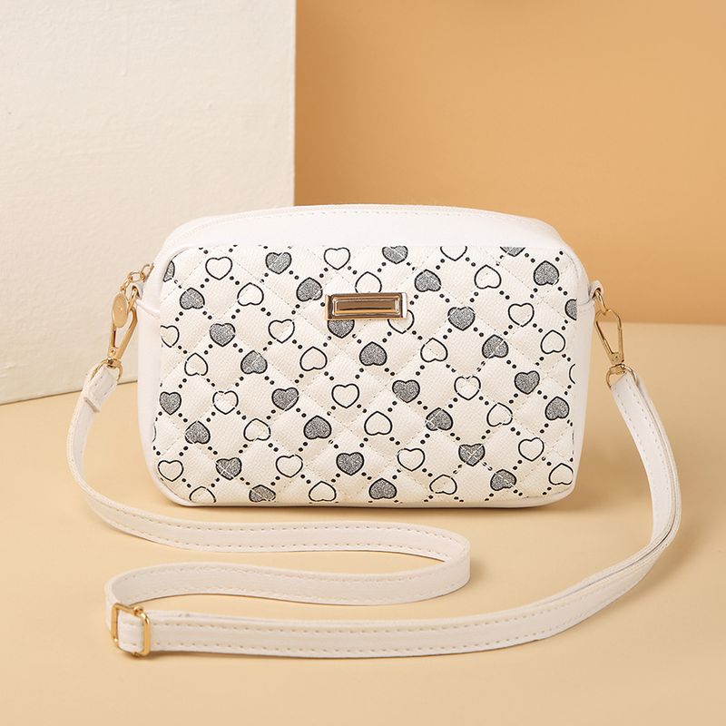 Borsa a tracolla da donna in materiale PU, semplice, alla moda, casual, adatta a tutti gli abbinamenti, con stampa d'amore e personalità._voghion.com