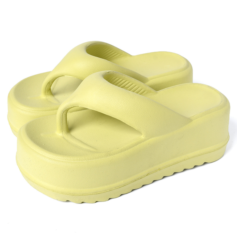EVA thick-soled high-heeled flip-flops women's non-slip soft bottom stepping on feces feeling pinch-toe flip-flops for women_voghion.com