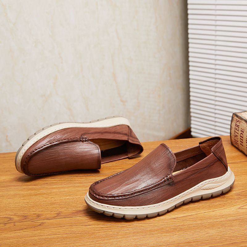 New set of foot comfortable bean shoes flat light breathable men's casual shoes_voghion.com