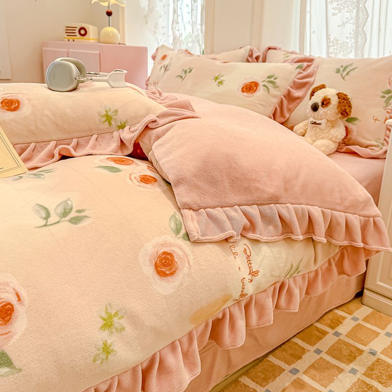 Nuovo set autunno/inverno in pizzo e velluto al latte, quattro pezzi - ispessito per il calore_voghion.com