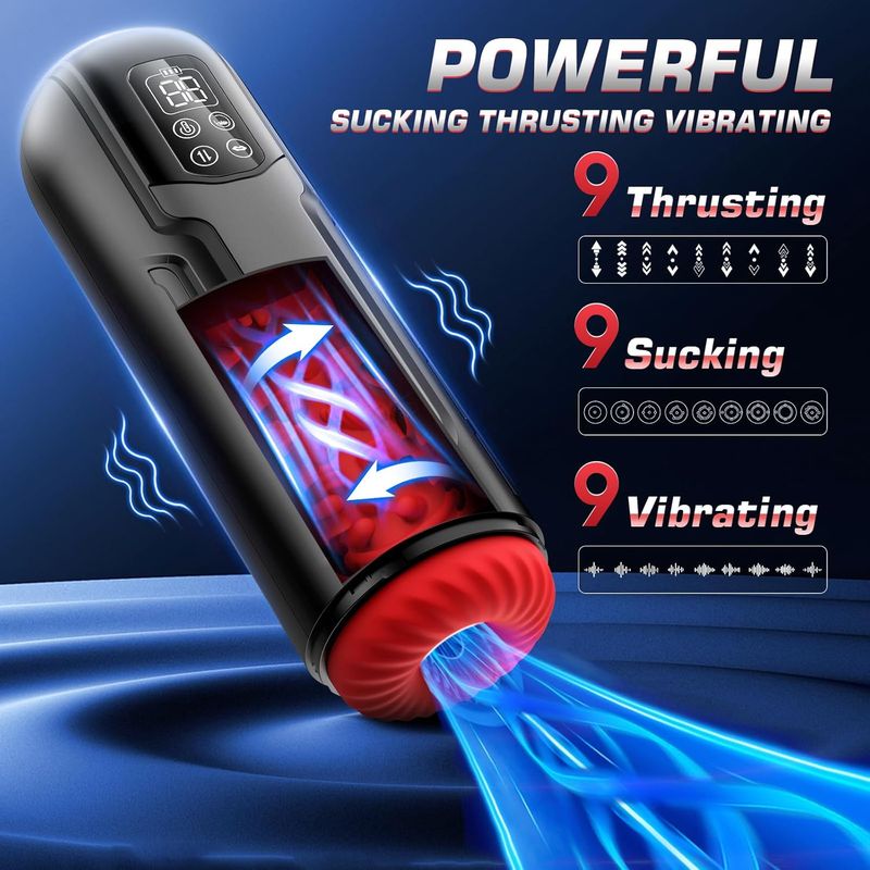 Masturbateur automatique pour homme TD avec 9 modes de succion, poussée, vibration, chauffage, masturbateur, machine à souffler, écran LCD,_voghion.com