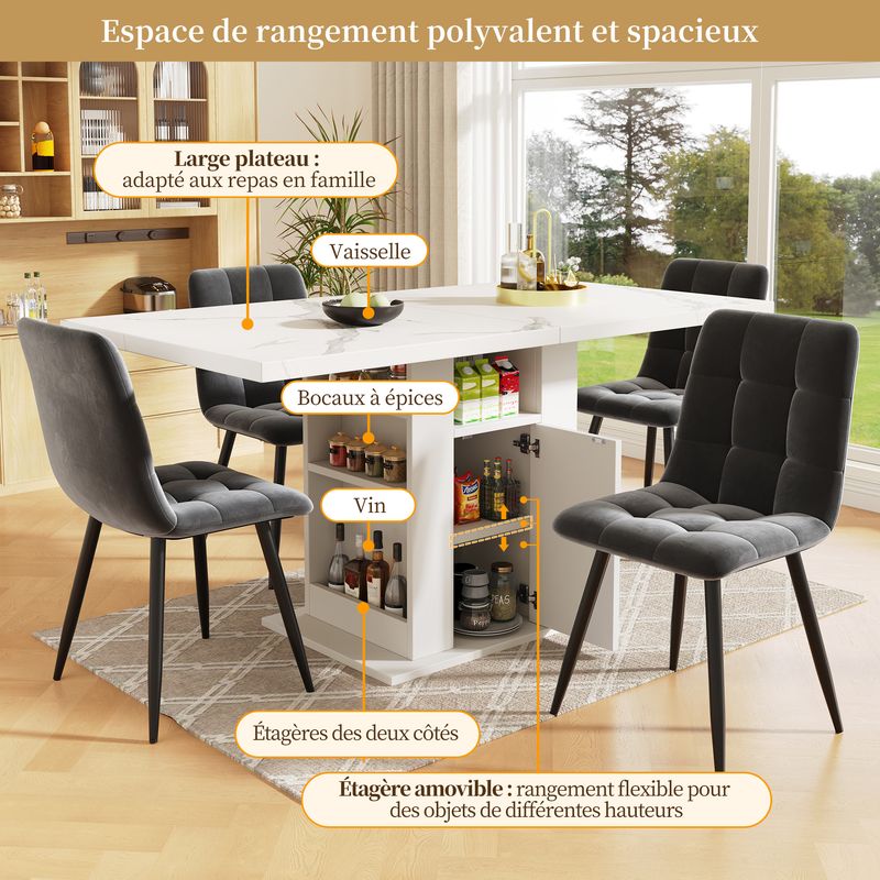 Esstisch 140x75cm Mit Stauraum Und Marmorplatte, Weiß_voghion.com