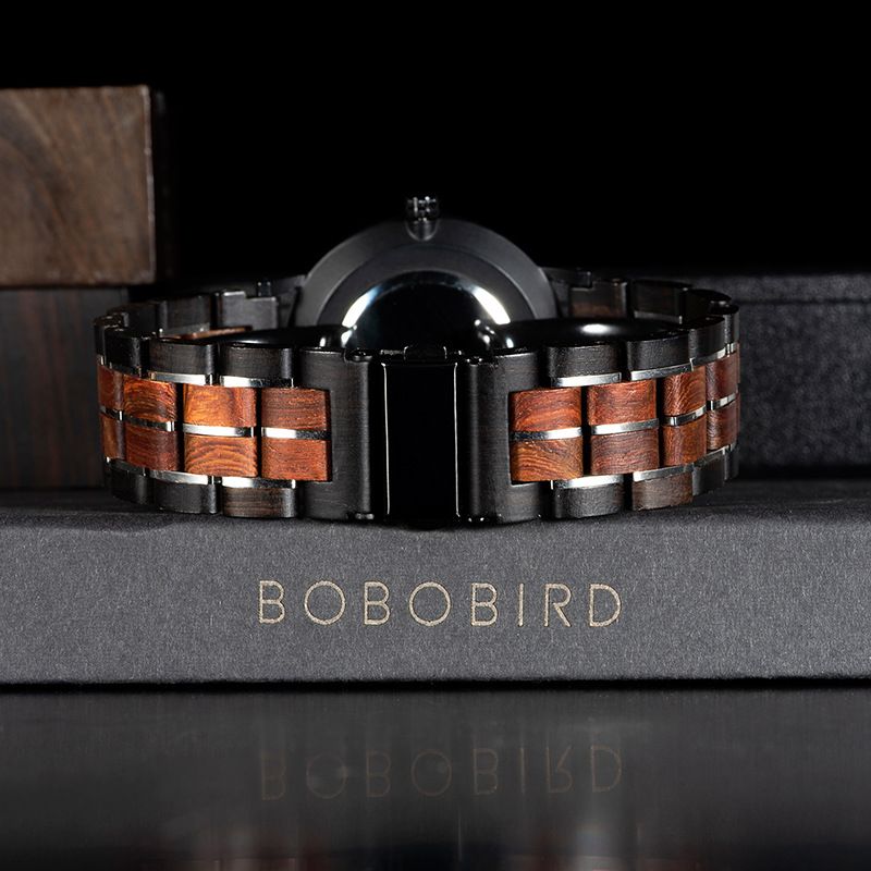 BOBO BIRD Holzuhr Freizeit Multifunktionale Kreative Grüne Sandelholzuhr_voghion.com