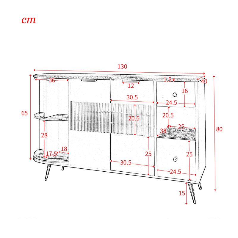 Sideboard Schwarz Mit Glasschiebetüren, LED-Leuchten, Holzanrichte_voghion.com