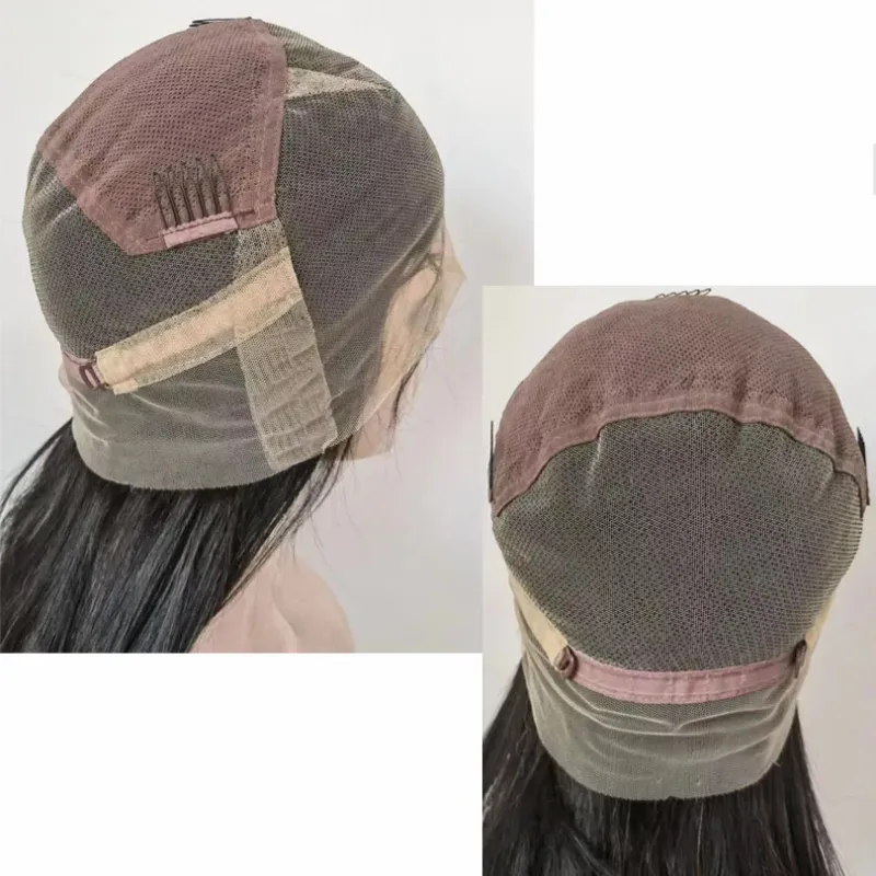Jet Black Full Lace Wigs Sliky Straight Lijmloos Braziliaans Menselijk Haar 180% Dichtheid_voghion.com
