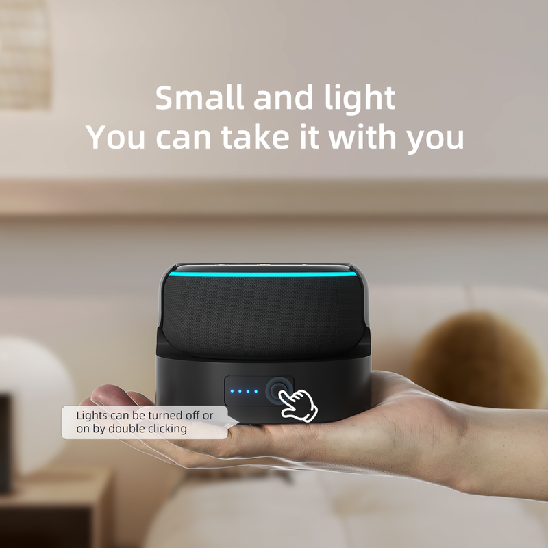 Bärbart uppladdningsbart Alexa Smart Speaker Stand för Echo Dot 3rd 5200mAh/10400mAh batteribas_voghion.com