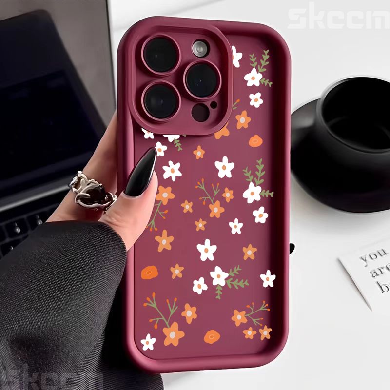 Niedliche kleine Blumenmuster-Silikon-Softphone-Hülle für iPhone 16 Pro Max 15 14 Plus 13 12 11 XS Max X XR 7 8 Plus 16E Cover_voghion.com