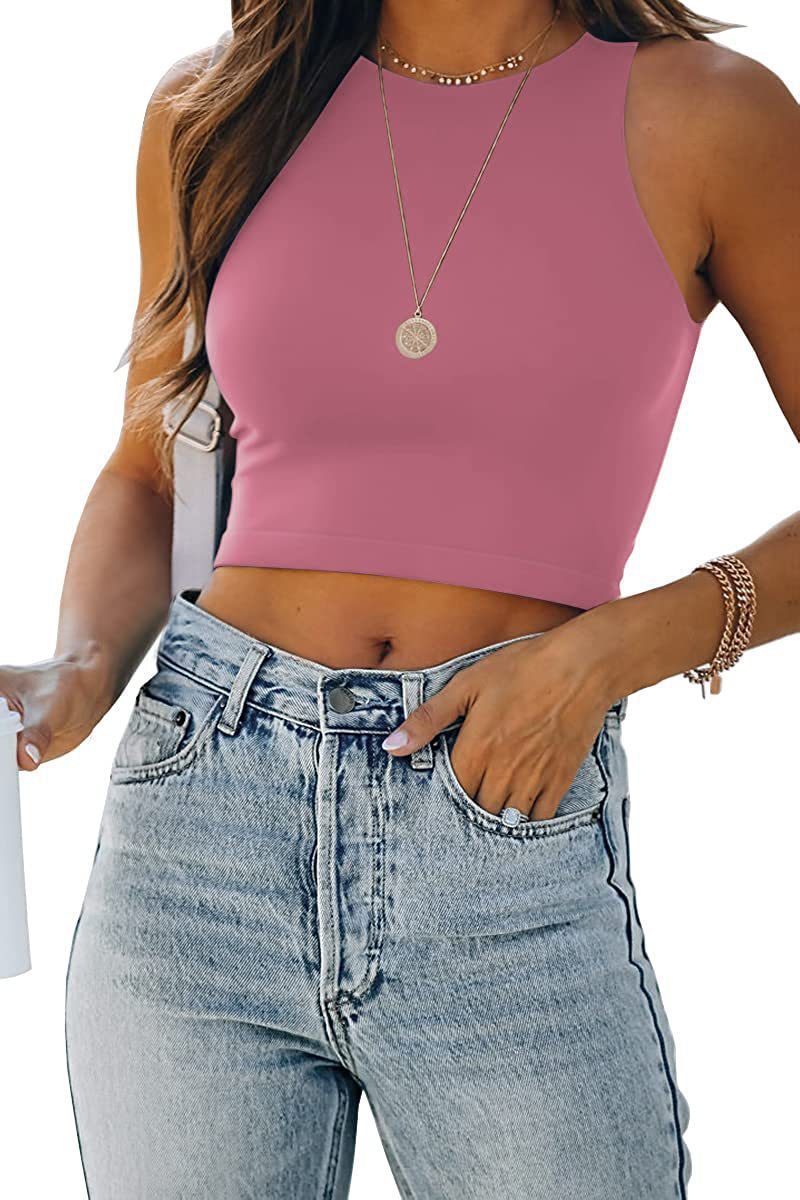 Corsetto aderente ed elasticizzato da donna, stile estivo, sexy, alla moda, semplice, tinta unita, senza maniche, stile streetwear, stile gotico_voghion.com