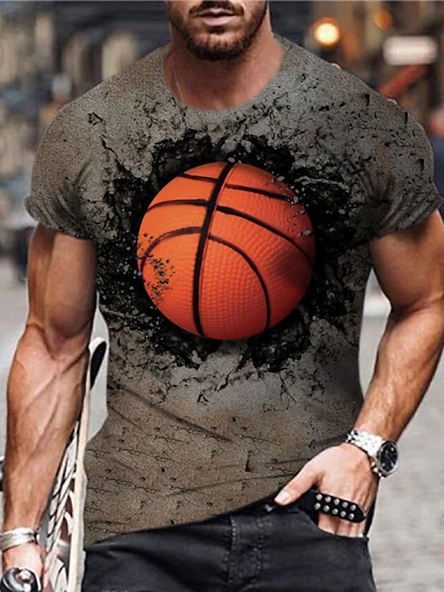 Modisches 3D-gedrucktes Basketball-Held-T-Shirt mit trendigen Kurzarm-Sommerbekleidung für Herren_voghion.com