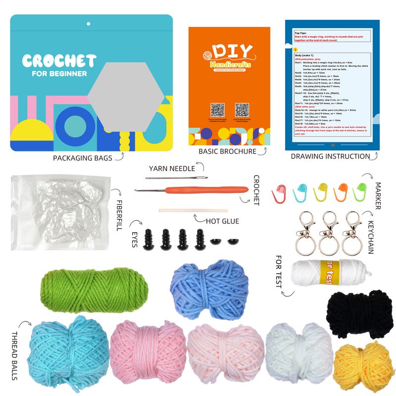 Instrucțiuni pentru produse noi, pachet de materiale de croșetat, cadou de tricotat, fir de lână, lucrat manual, bile de fire DIY, ornamente pentru păpuși_voghion.com