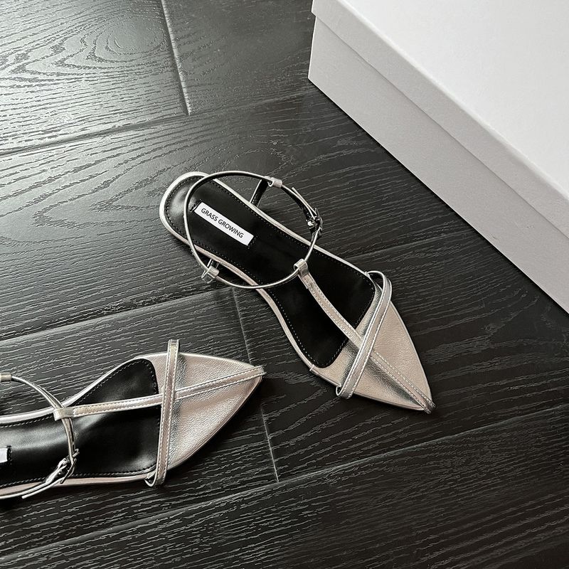 Edizione in pelle di pecora ~ Sandali piatti semplici a punta in vera pelle da donna con incrocio e punta aperta, scarpe da spiaggia, design unico,_voghion.com