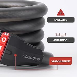 ROCKBROS Lucchetto per bicicletta Lucchetto a cavo Lucchetto a combinazione Lucchetto a catena Livello di sicurezza elevato_voghion.com