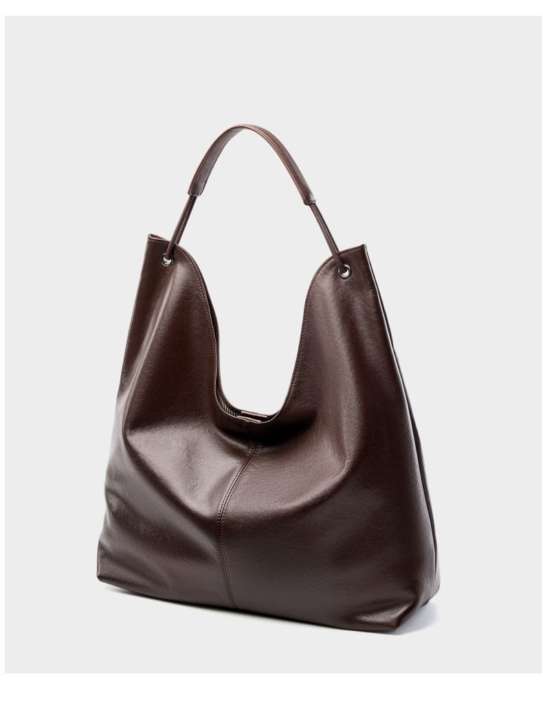 Nuova borsa tote in pelle bovina conciata al vegetale, versatile, capiente e versatile, con una sola spalla, ideale per i pendolari._voghion.com