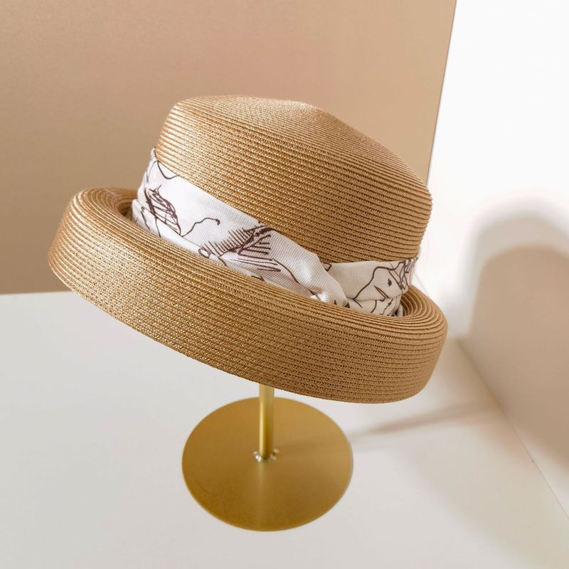 Hot Sale 2024 Sommer Stråhatte Til Kvinder Udendørs Solskærme Millinery Skygge Spandhjelm UV-beskyttelse Strand Britisk Top Basin Hat Kasket_voghion.com