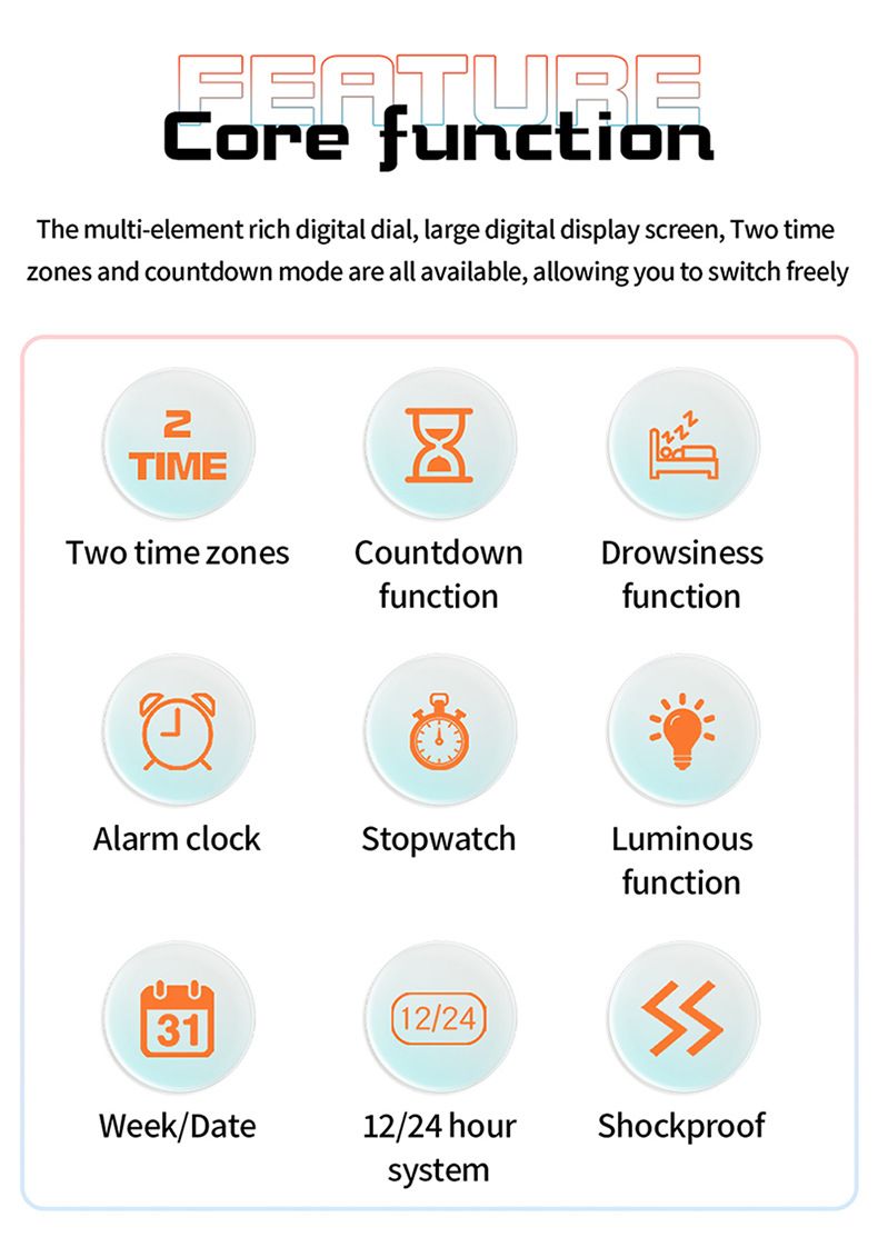 Unisex digitaal horloge met multifunctioneel display, waterdicht, alarm, stopwatch en led-achtergrondverlichting - stijlvol tonvormig ontwerp voor dagelijks gebruik_voghion.com