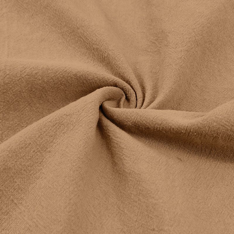 Camisa de lino de manga corta para hombre, nueva, de color liso, con cuello alto y bolsillo, holgada, informal_voghion.com