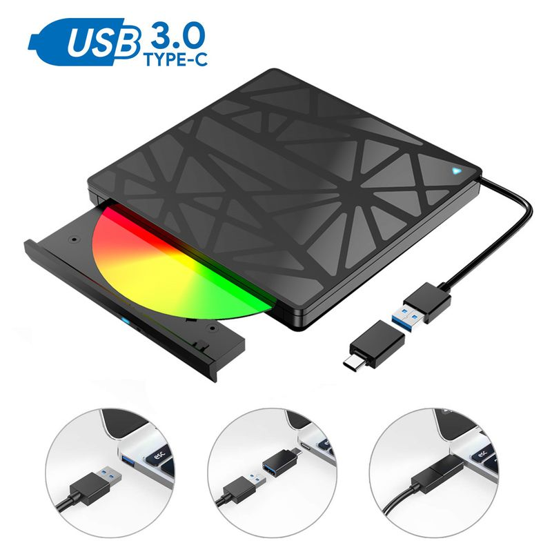 Xinweiqing DVD-Laufwerk Hochgeschwindigkeits-Fehlerkorrektur Plug-Play USB Typ-C Externer ultradünner CD-Lese-/Schreibrecorder für_voghion.com
