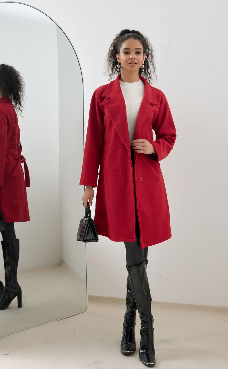 Autumn Winter New Women's Woolen Long Lace-up Wool Coat Solid Color Simple Slim Jacket_voghion.com