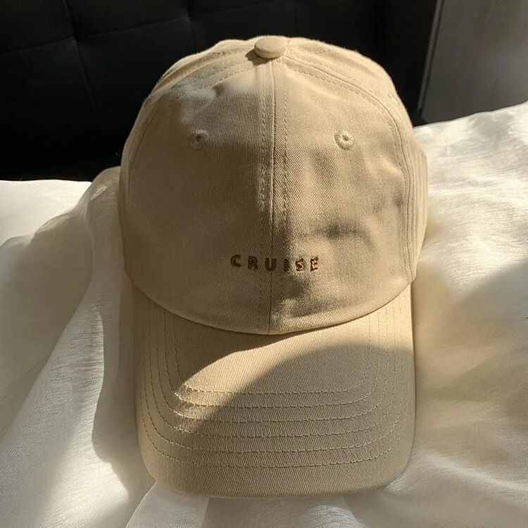 Instagram Korean minimalist style small letter embroidered duckbill women in spring and summer, cotton soft top_voghion.com