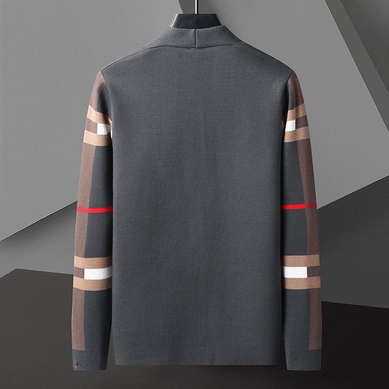 Autumn Winter New Long Sleeve Color Block Sweater Knitted Korean Style Trendy Men's Cardigan We8806_voghion.com