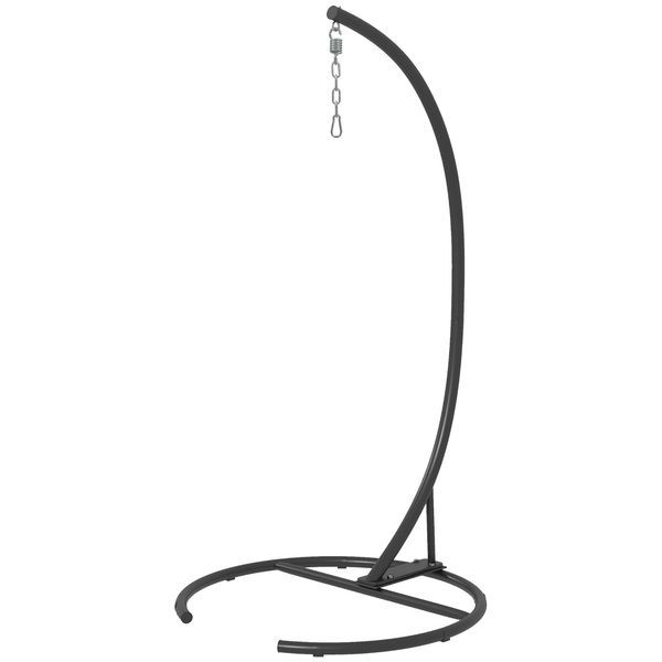 Hanging Hammock Chair Stand Round Base 40.2 X 76.8 Black Sturdy Outdoor Relaxation_voghion.com