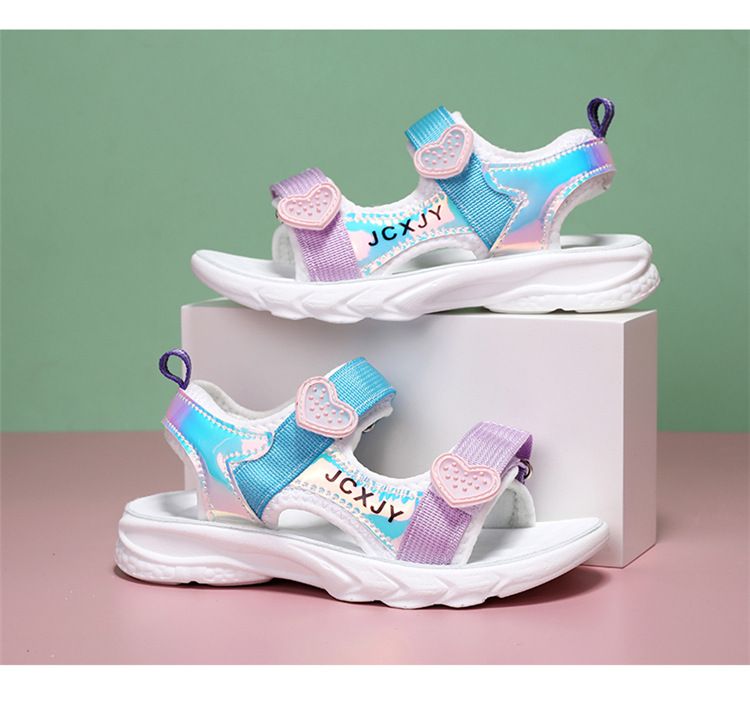 266 Scarpe estive da principessa per bambini, con punta aperta, in velcro, per bambini, per la scuola primaria e secondaria_voghion.com