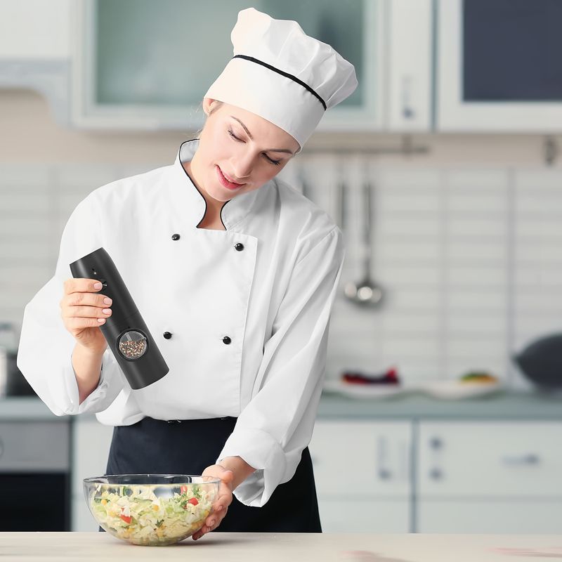 Rechargeable Electric Pepper And Salt Grinder Set, Automatic Pepper Grinder With Charging Base, USB Cable, LED Light, Adjustable Coarseness_voghion.com