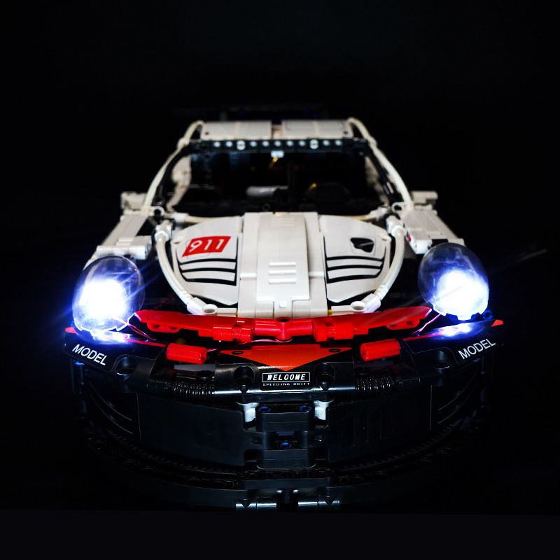 Žaislinis LP bloko apšvietimas, suderinamas su LEGO 911RSR sportinio automobilio bloko apšvietimu, ličio baterijos nuotolinio valdymo pulto apšvietimas_voghion.com