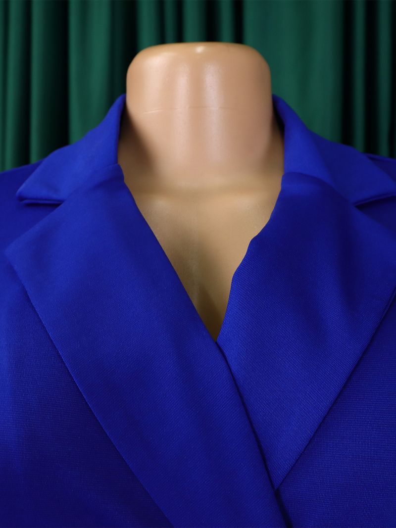 Women's New Suit Collar Solid Color Ruffle Edge Hip Wrap OL Tongle Thin Large Size Dress_voghion.com