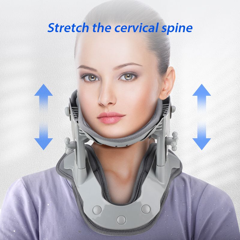 Home Adjustable Traction Device Neck Stretching Cervical Massager Back Support Hot Compress Heat Therapy Relieve Fatigue_voghion.com