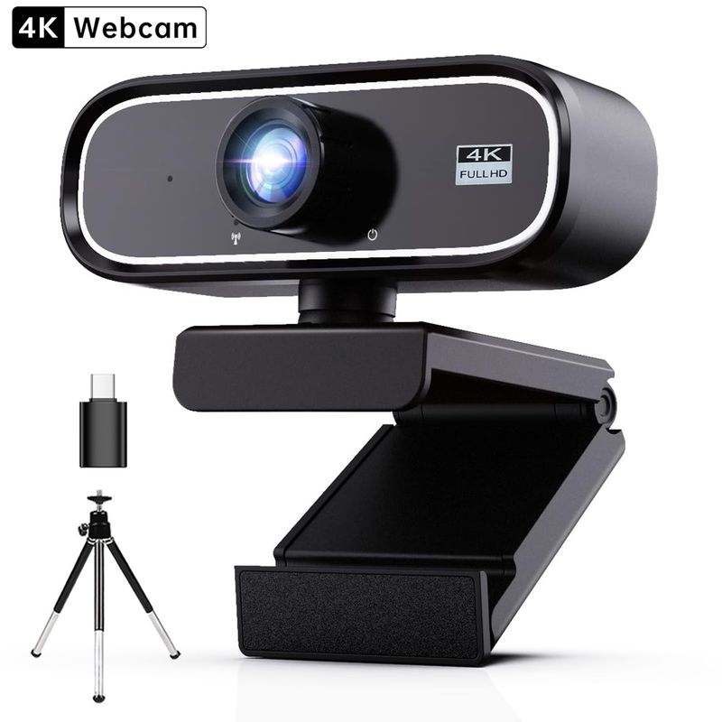 Webcam USB EXHQDR UHD 4K, nuovo modello aggiornato con obiettivo grandangolare da 120° e messa a fuoco manuale. Questo computer plug-and-play_voghion.com