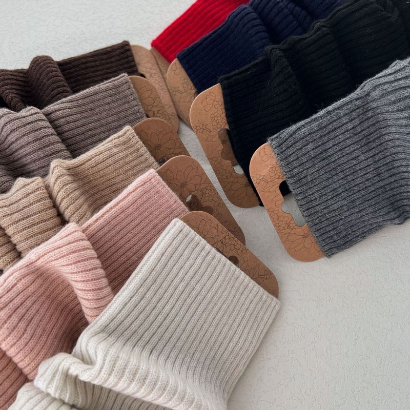Jambières tricotées à bas empilés Chaussettes blanches vintage pour étudiants_voghion.com