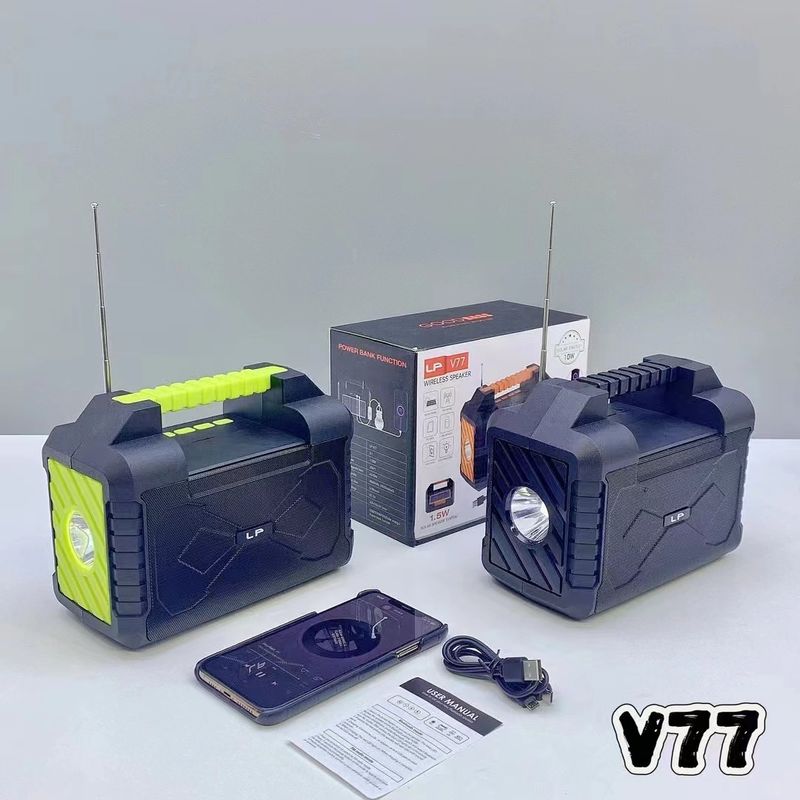 Neuer solarbetriebener kabelloser Bluetooth-Lautsprecher V77 mit Radio, Taschenlampe und tragbarem Handlautsprecher für den Außenbereich_voghion.com