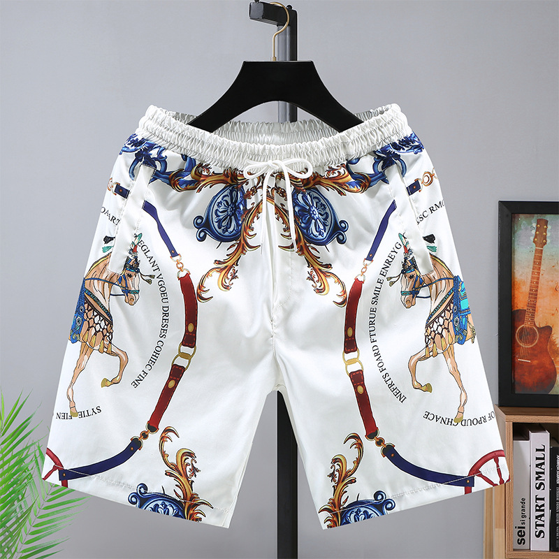 Couple Quick Drying Shorts Men's Summer Printed Beach Pants Thin Pants Men's Casual Capris_voghion.com