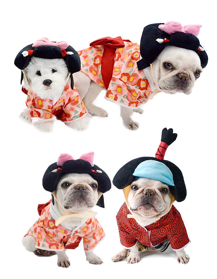 Huisdier Kimono Hond Samoerai Hondenkleding Teddy kleding Kattenkleding Creatieve huisdierkleding schattig_voghion.com