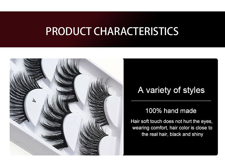 Lash extension set 5 Pairs of natural fiber false eyelashes Multi-layer three-dimensional eyelashes thick curl false eyelashes_voghion.com