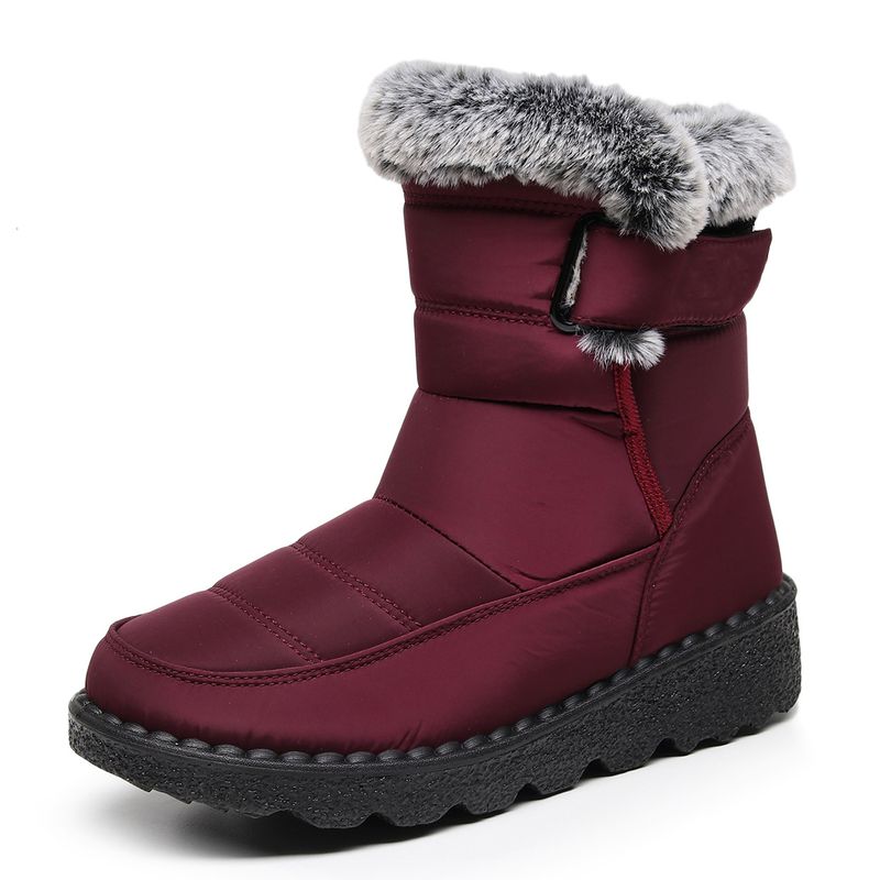 Women's High-Cut Winter Snow Boots With Faux Fur Lining, Waterproof Umbrella Fabric, PU Anti-Slip Sole, Adjustable Hook & Loop Closure (EU 36-45)_voghion.com