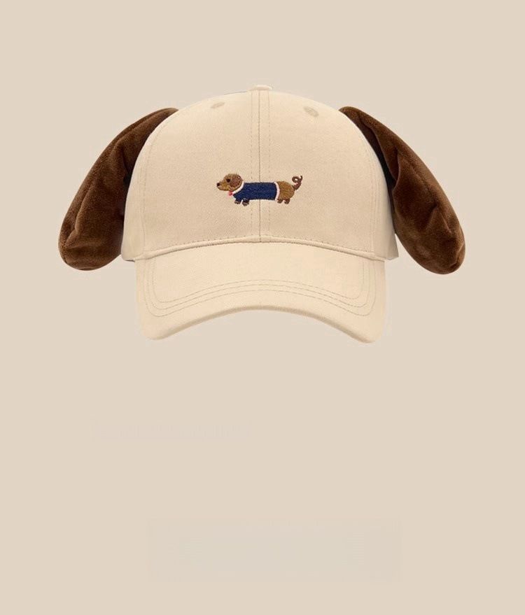 Screaming Sausage Dog Baseball Female Ins Funny Ears Pinching Sunshade Versatile Face Showing Small Duck Tongue Hat_voghion.com