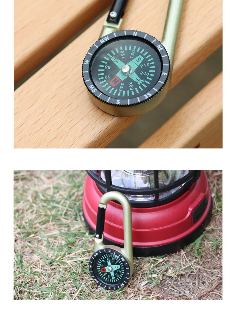 Outdoor Tactical Survival Gear Multifunctional North Pointer Alloy Carabiner Keychain Compass Quick Release_voghion.com