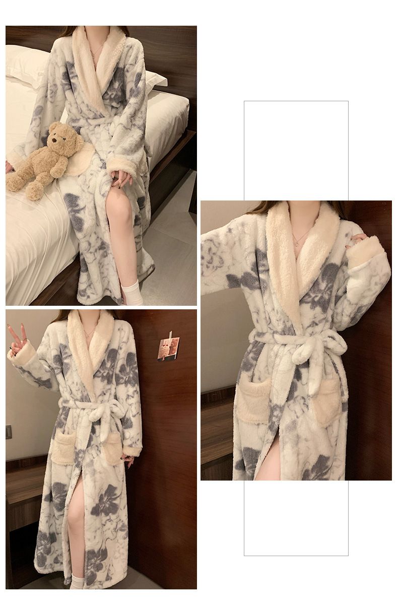 nightgown Women's Autumn And Winter Thickened Loose And Comfortable High-end Women's Bathrobe_voghion.com